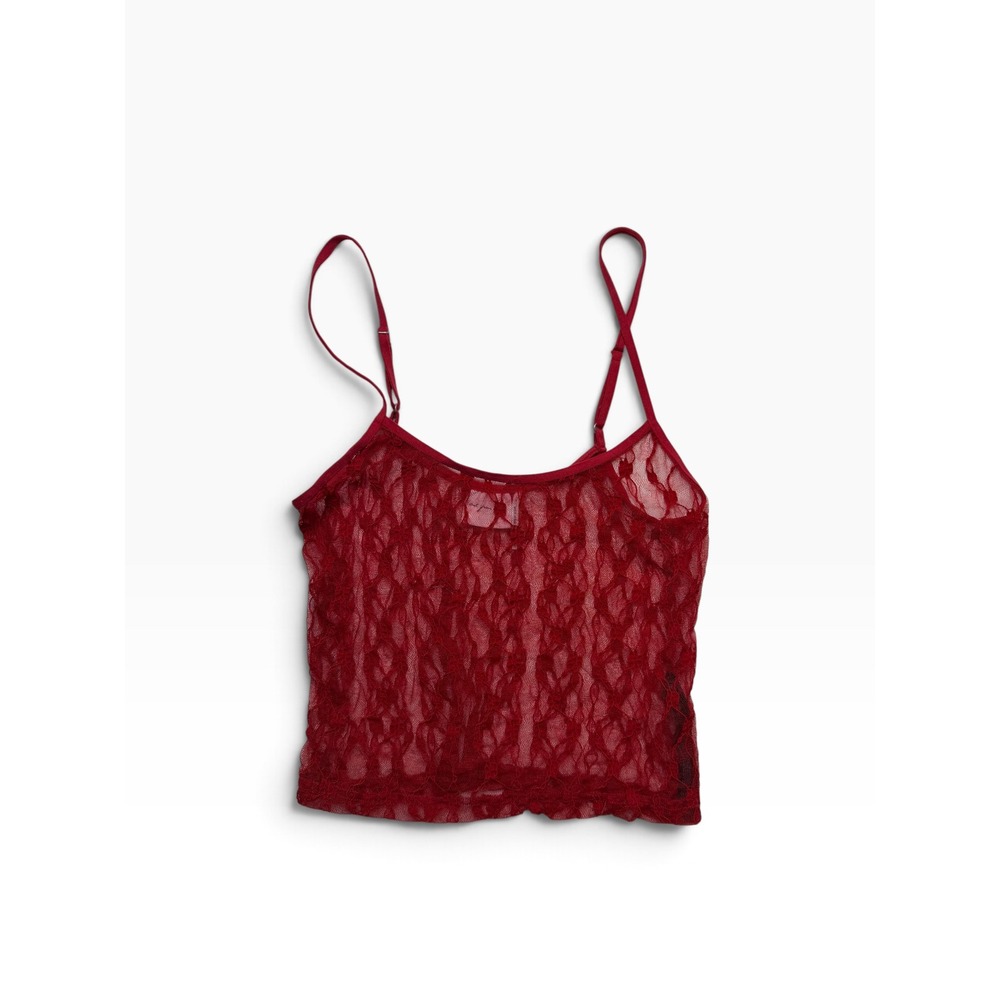 Out From Under Urban Outfitters Red Sheer Floral Lace Cami Crop Top Large